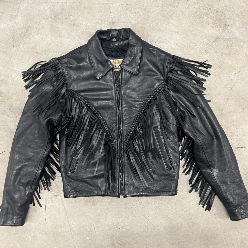Vintage Leather Fringe Biker Jacket